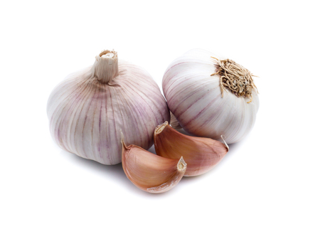 Garlic isolated on white backgroundの写真素材