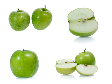 Green apple collection isolated on white background (set)の写真素材