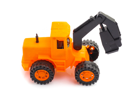 Toy car for Masonry drill on white backgroundの写真素材