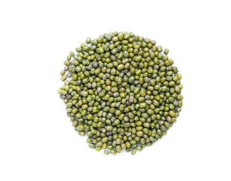 Mung beans on white backgroundの写真素材