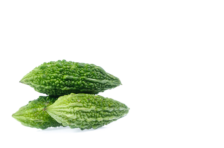 Bitter melon isolated on white backgroundの写真素材