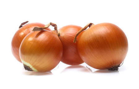Gold onion vegetable on white backgroundの写真素材