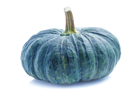 green pumpkin isolated on whiteの写真素材
