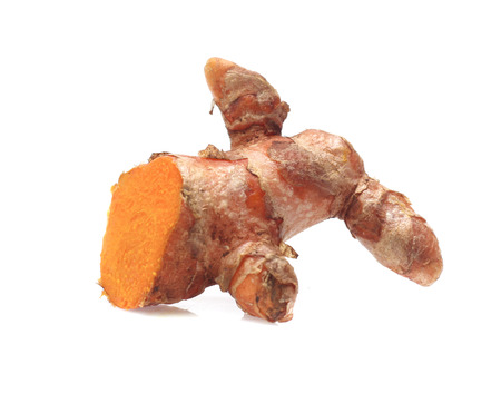 turmeric isolated on white backgroundの写真素材