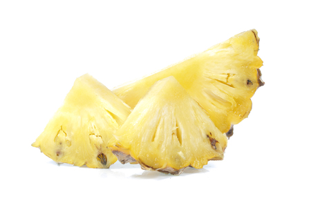 Pineapple slices isolated on white backgroundの写真素材