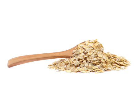 oats, oatmeal isolated on white backgroundの写真素材
