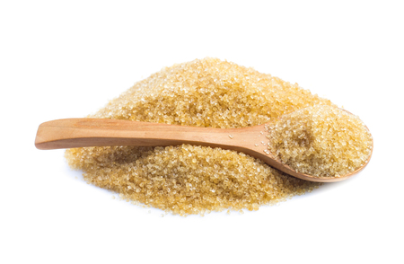 Brown sugar isolated on whiteの写真素材