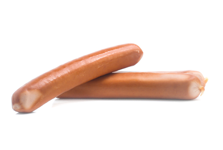 Frankfurter sausage isolated on white backgroundの写真素材