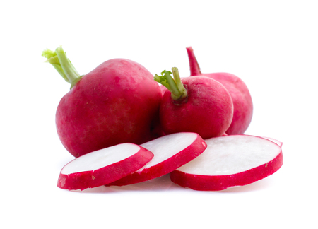 Small garden radish isolated on white backgroundの写真素材