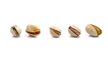 Pistachio nuts. Isolated on a white backgroundの写真素材