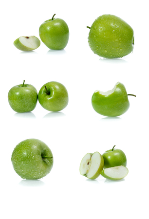Green apple collection isolated on white background (set)の写真素材