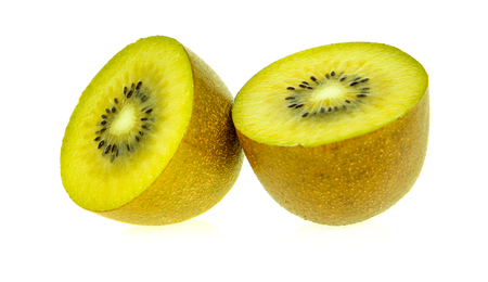 gold kiwi fruit isolated on whiteの写真素材