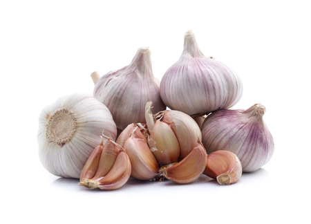 Garlic isolated on white backgroundの写真素材