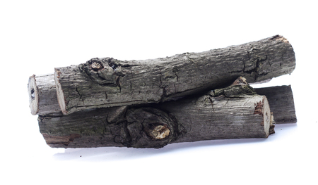Pine logs on white backgroundの写真素材