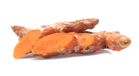 turmeric isolated on white backgroundの写真素材