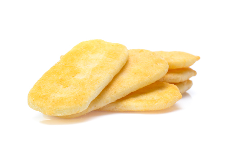 Rice cracker on white backgroundの写真素材