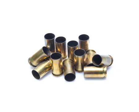 old Golden ammunition isolated on white background