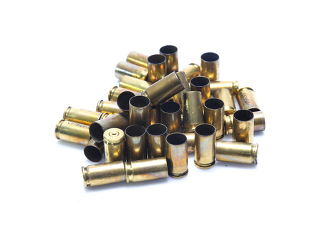 old Golden ammunition isolated on white background