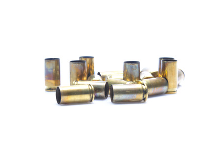 old Golden ammunition isolated on white background