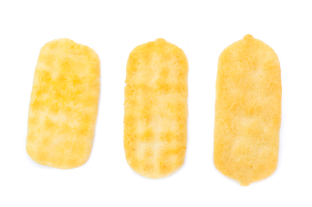 Rice cracker on white backgroundの写真素材
