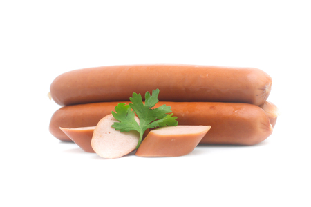 Frankfurter sausage isolated on white backgroundの写真素材