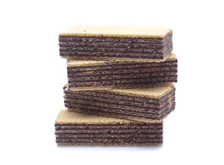 wafer chocolate dessert on white backgroundの写真素材