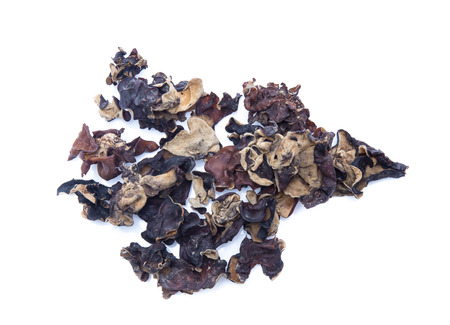 Dried chinese black fungus. Jelly ear  isolatedの写真素材