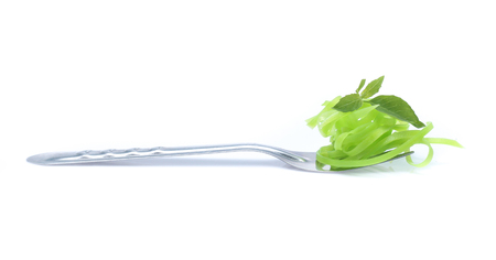 green noodles  isolated on white backgroundの写真素材