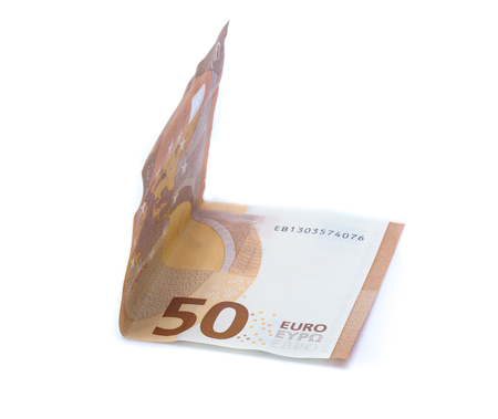 money euro bills isolated on whiteの写真素材