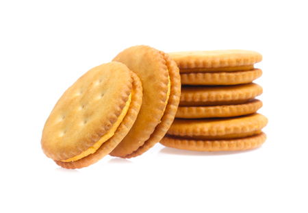 Sandwich cracker on white backgroundの写真素材