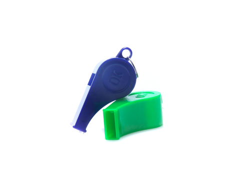 sport whistle isolated on white backgroundの写真素材