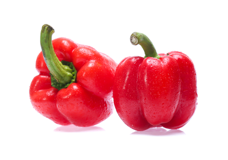 Red sweet pepper isolated on a white backgroundの写真素材
