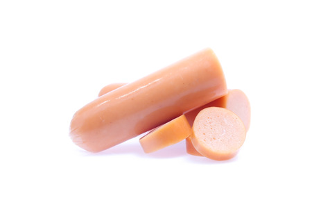Fresh sausage  isolated on white backgroundの写真素材