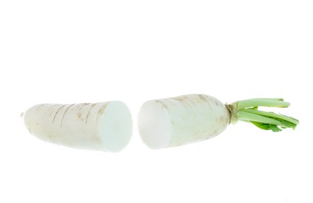 White radish isolated on white backgroundの写真素材