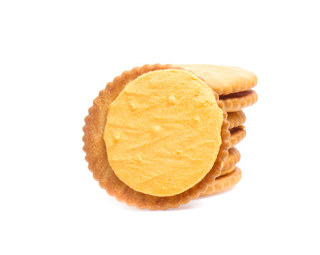 Sandwich cracker on white backgroundの写真素材