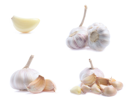 Garlic isolated on whiteの写真素材