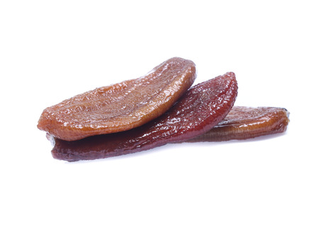 Dried bananas (honey baked bananas) on whiteの写真素材