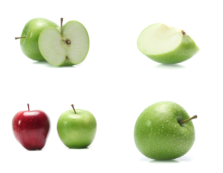 Green apple isolated on whiteの写真素材