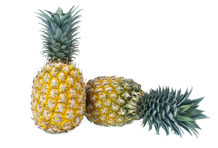 Pineapple slices isolated on whiteの写真素材