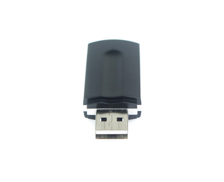 Black USB memory stick isolated on white