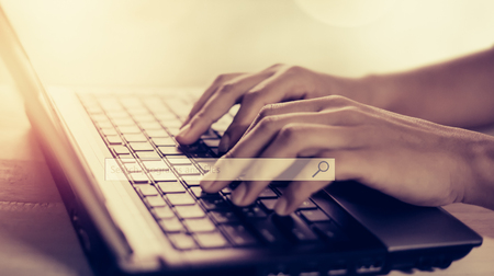 Businessman using computer Technology  searching system and internetの写真素材