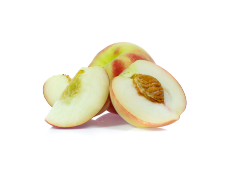 Peach isolated on whiteの写真素材