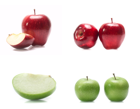 Green apple isolated on white background (set  mix   collection)の写真素材