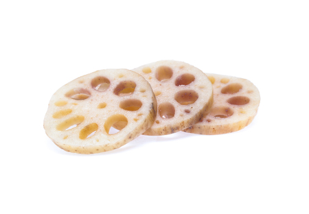 Lotus root  isolated on the white backgroundの写真素材