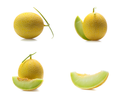 cantaloupe melon isolated on white (Mix, set , collection)の写真素材