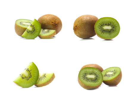 kiwi fruit isolated on white background (set  mix   collection)の写真素材