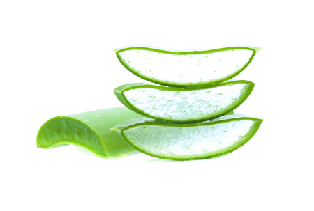 Slice Aloe Vera isolated on white backgroundの写真素材