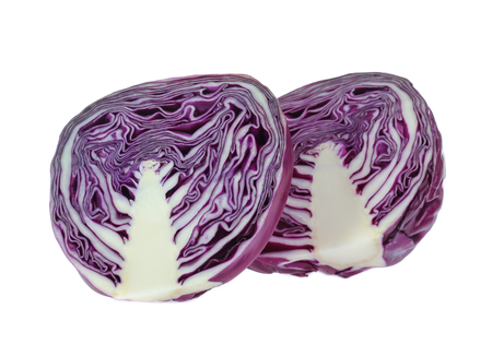 red cabbage isolated on whiteの写真素材