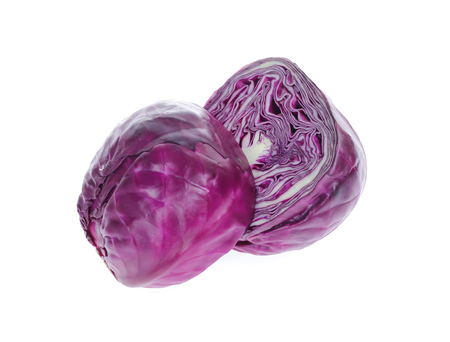 red cabbage isolated on whiteの写真素材