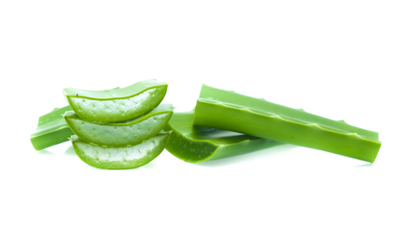 Slice Aloe Vera isolated on white backgroundの写真素材